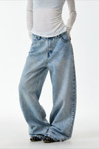Wing Graphic Washed Wide Leg Jeans