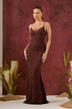Lace Cami Backless Bodycon Maxi Lace Dress