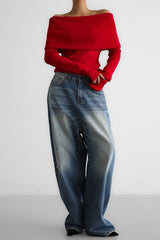 Off Shoulder Bodycon Knit Top