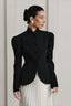 Puff Shoulder Stand Collar Button Front Tailored Coat