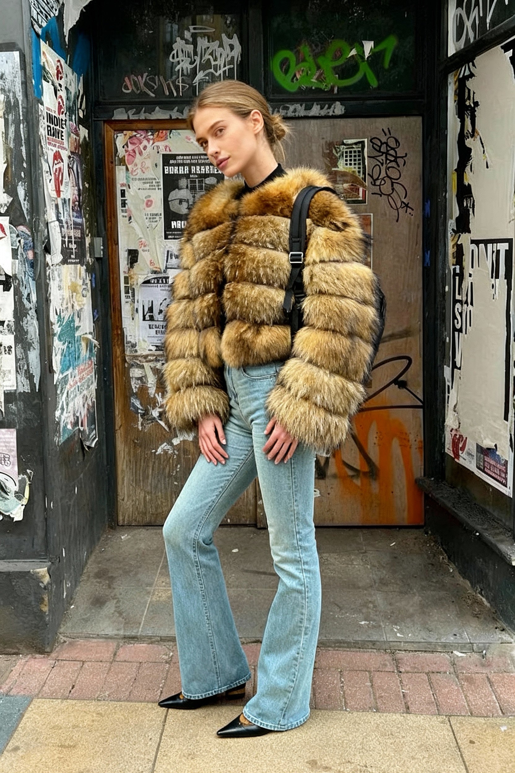 Raccoon Fur Thick Luxury Winter Coat Secondary image