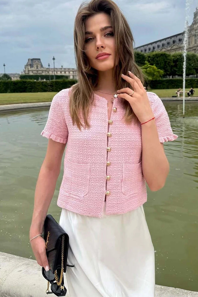 Solid Knit Short Sleeve Cardigan Main image