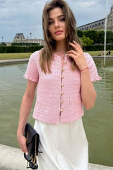 Solid Knit Short Sleeve Cardigan