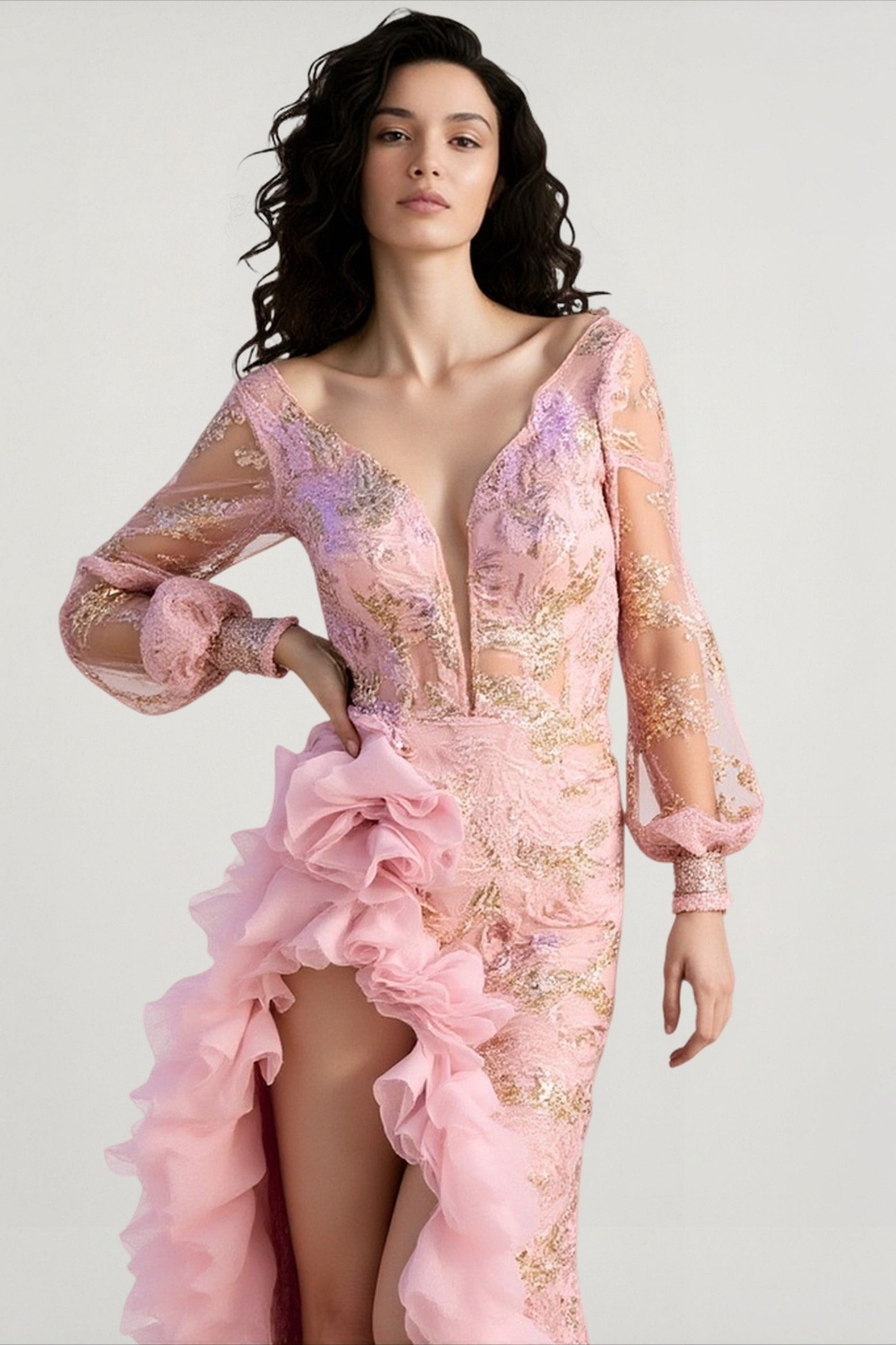 Sheer Train Maxi Party Dress Main image