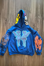 Skull Graphic Sleeve Print Pullover Hoodie