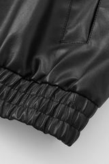 Faux Leather Bomber Jacket