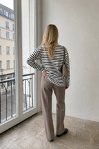 Cotton Striped Crew Neck Long Sleeve Tee
