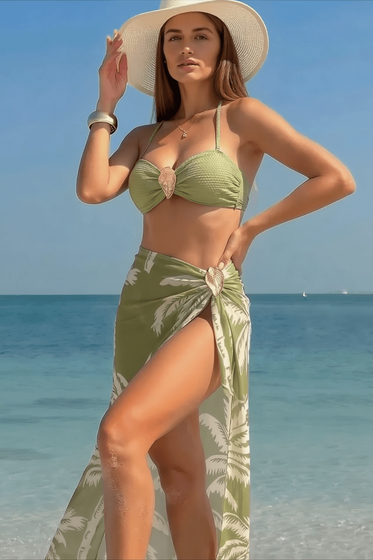 Printed Vacation Three Piece Swim Set