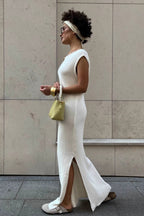 Soft Minimalist Solid Slim-Fit Cami Sweater Dress