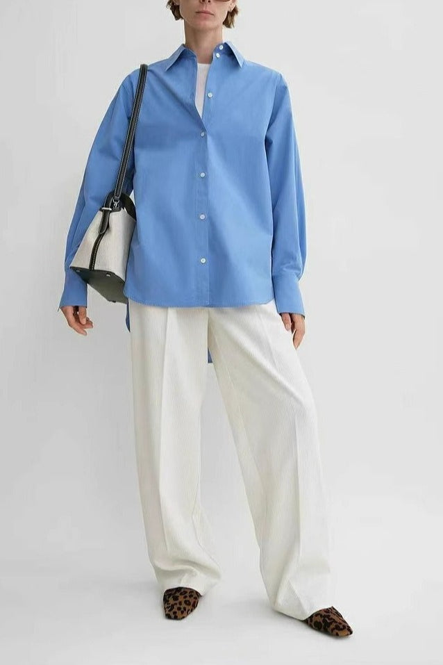 Structured Cotton Oversized Relaxed Long Sleeve Top Main image