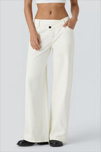 Asymmetric Button Low Rise Wide Leg Jeans