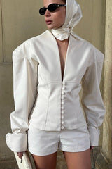 Broad Shoulder Tailored Short Coat