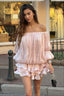 Off-Shoulder Ruffle A-Line Shimmer Mini Dress