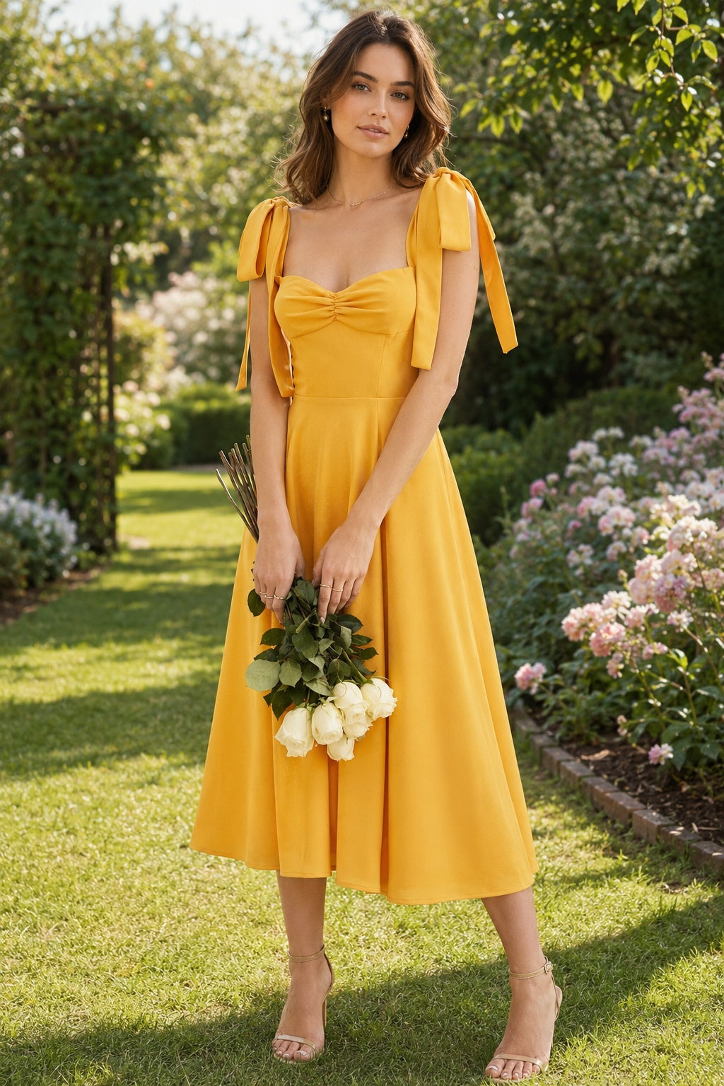 Open Back Bow Tie Evening Slip Dress Main image
