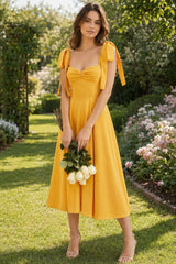 Open Back Bow Tie Evening Slip Dress