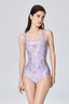Romantic Color Block Shiny Butterfly Crisscross Lace Up One Piece Swimwear