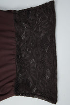 Asymmetrical Shoulder Lace Patchwork Cropped Tee
