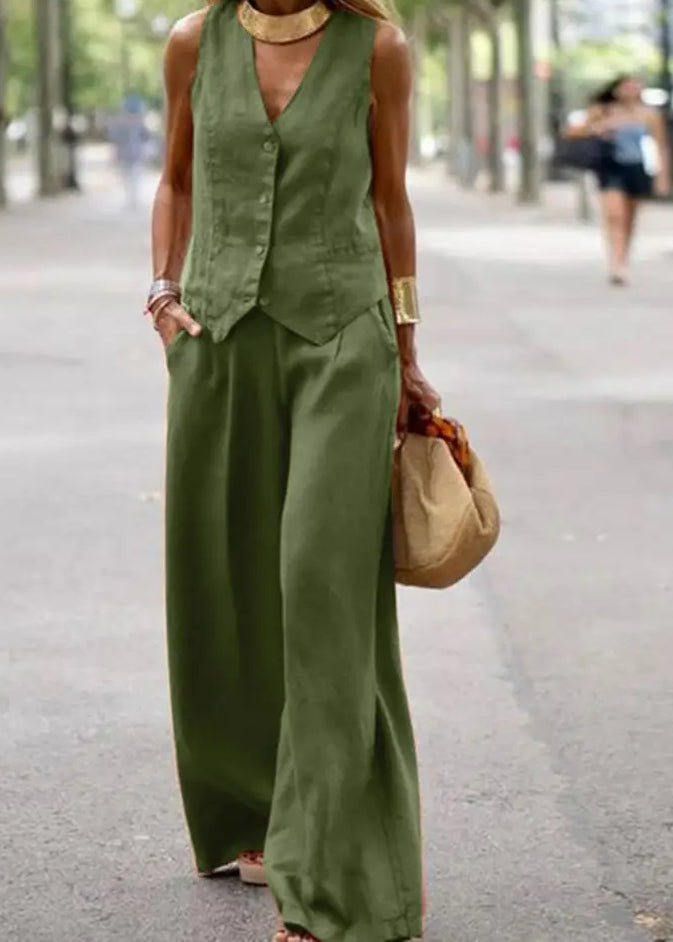 Casual Vest Wide Leg Pant Suit Secondary image