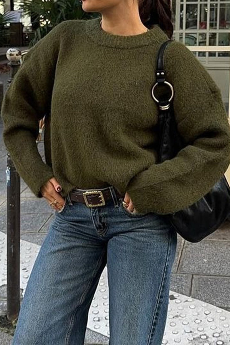 Plain Ribbed Long Sleeve Sweater Main image