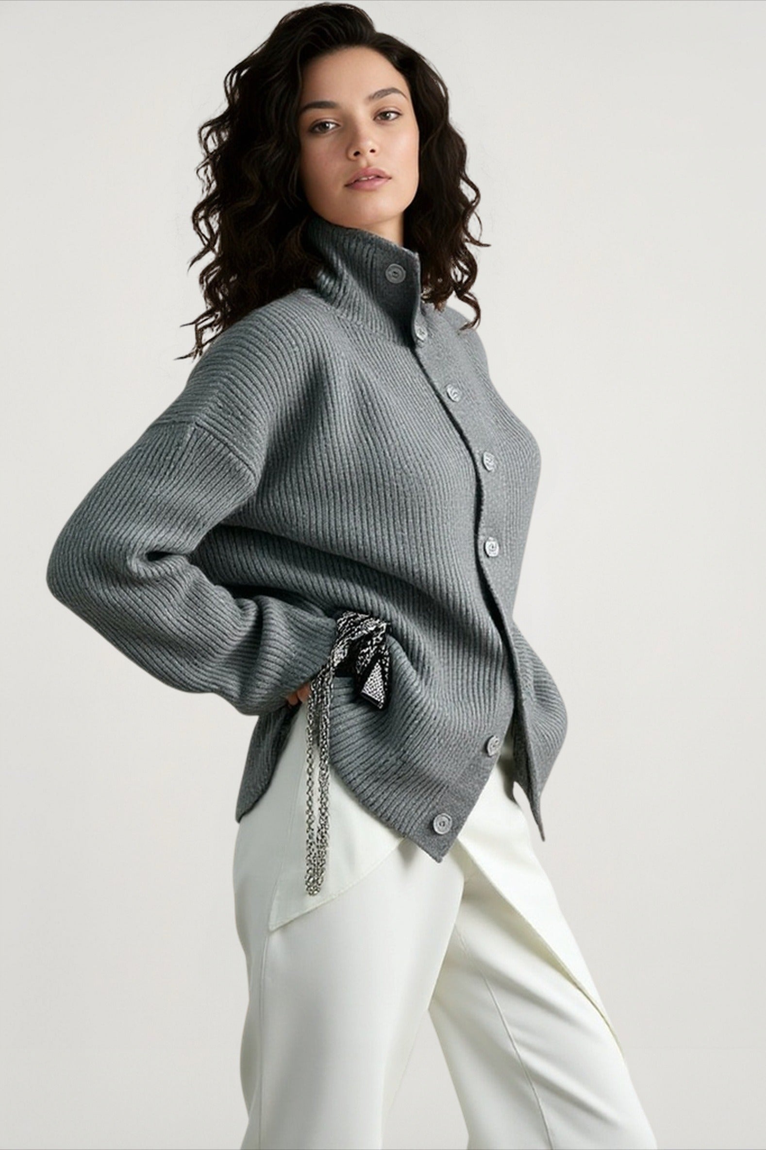 Ribbed Single Breasted Cardigan Secondary image