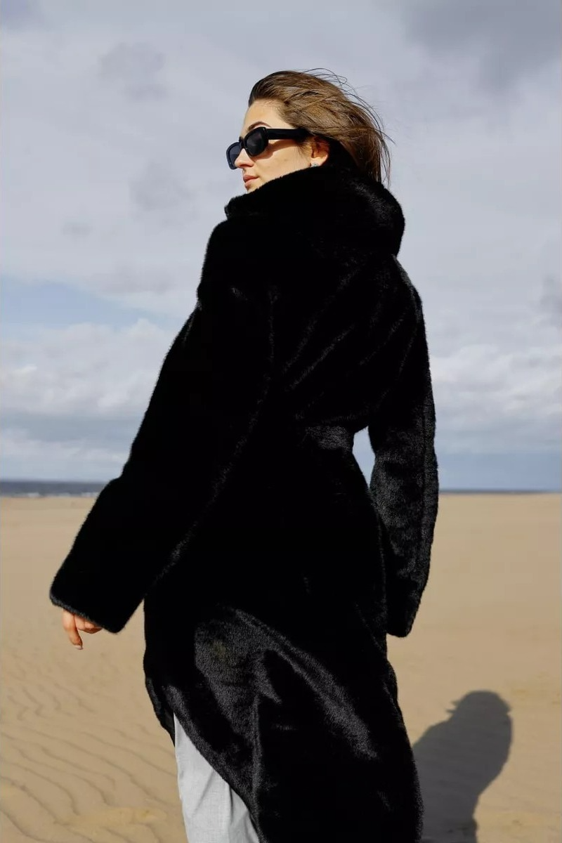 Faux Mink Fur Long Loose Chic Overcoat Main image
