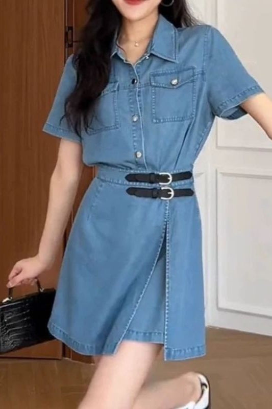 Waist Cinch Denim Dress Main image