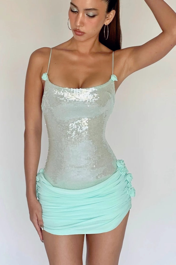 Sequin Sheer Floral Slip Dress Main image