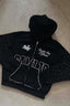 Rhinestone Text Graphic Full Zip Hoodie