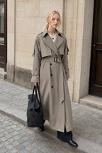 Extra Long Belted Waist Cotton Overcoat