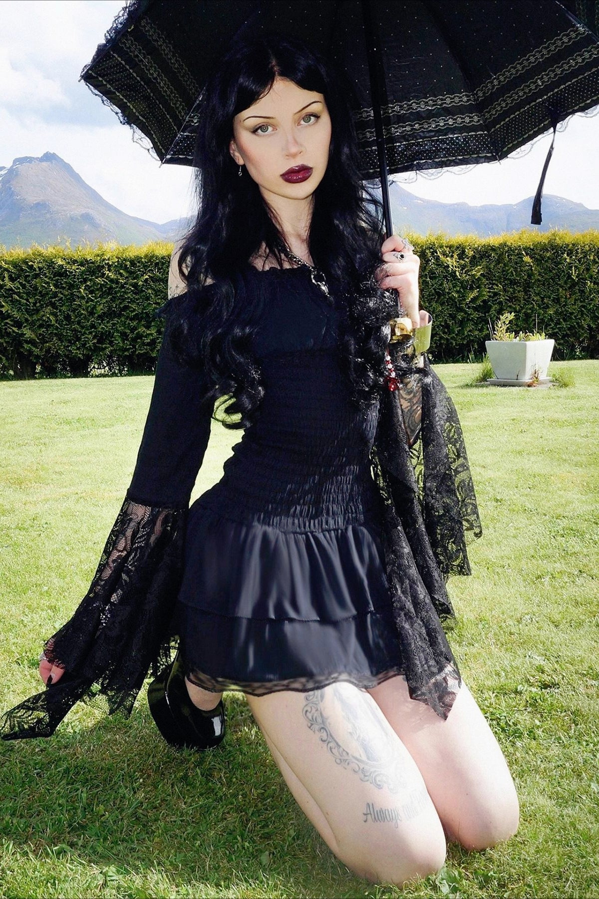 Gothic Lace Bell Sleeve Birthday Dress Main image