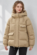 Cropped Insulated Cargo Puffer Jacket