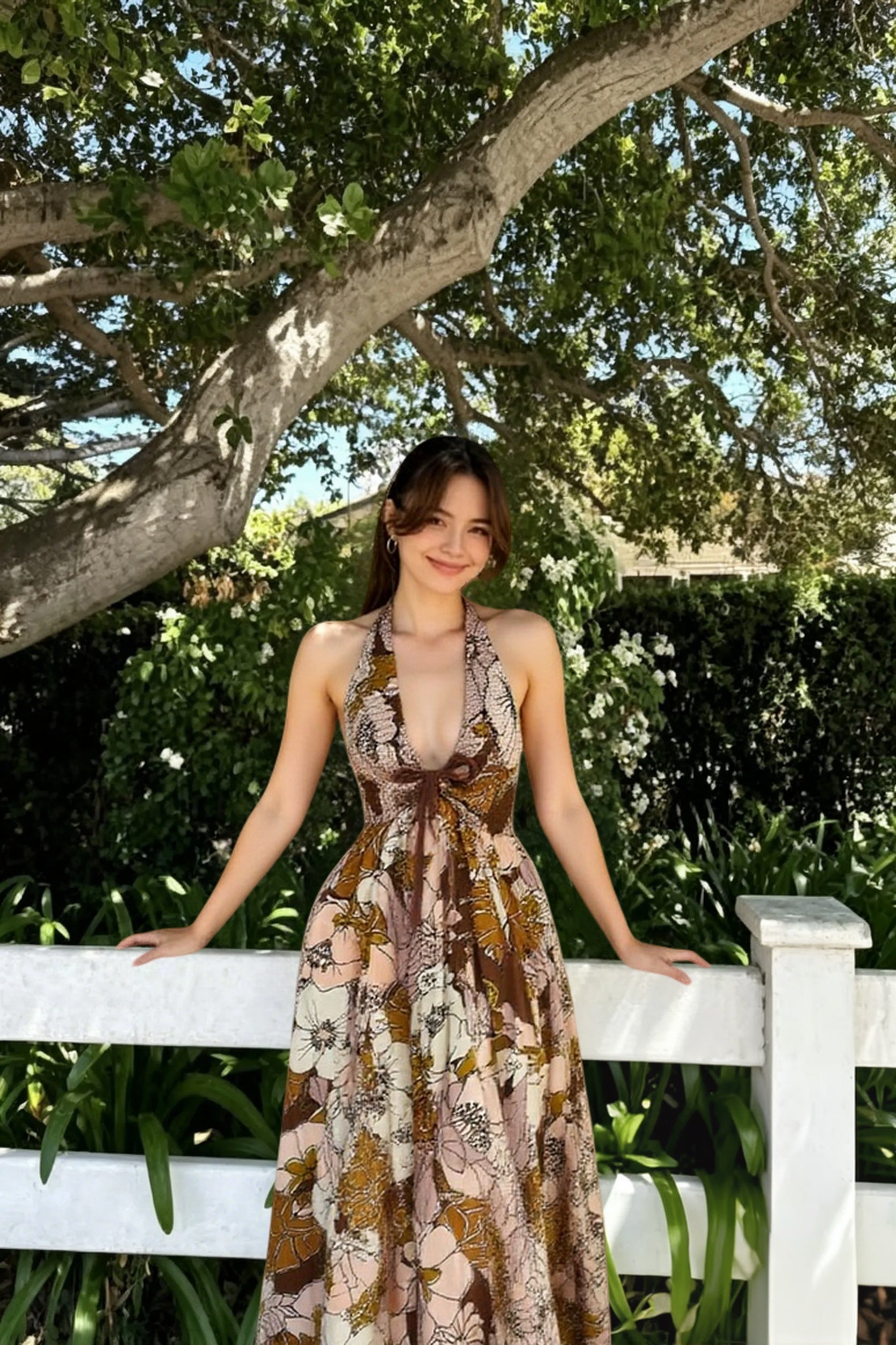 Bayside Floral Print V Neck Cami Chic Boho Dress Secondary image