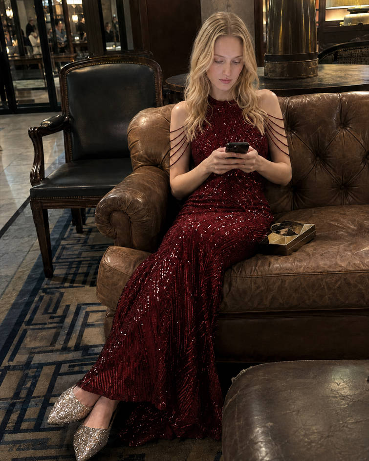 Sequin Halter Mermaid Maxi Party Dress Secondary image