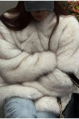 Lapel Thickened Faux Fur Plush Coat