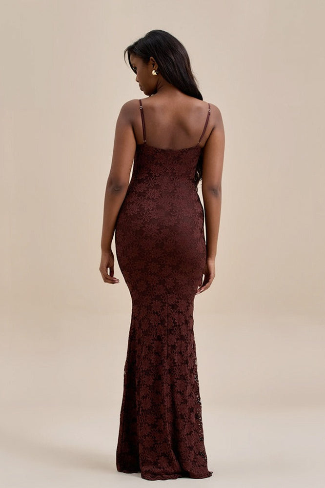 Lace Cami Backless Bodycon Maxi Lace Dress