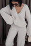 Solid Color Knit Sweater Pants Knit Set