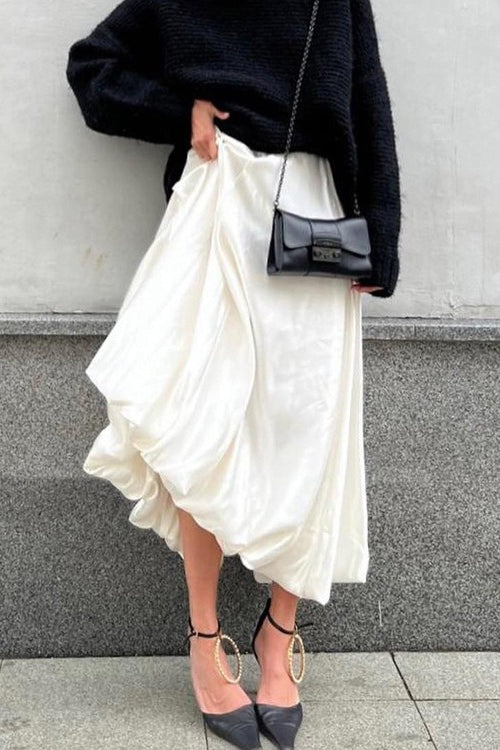 High Waist Balloon Voluminous Solid Casual Skirt Secondary image