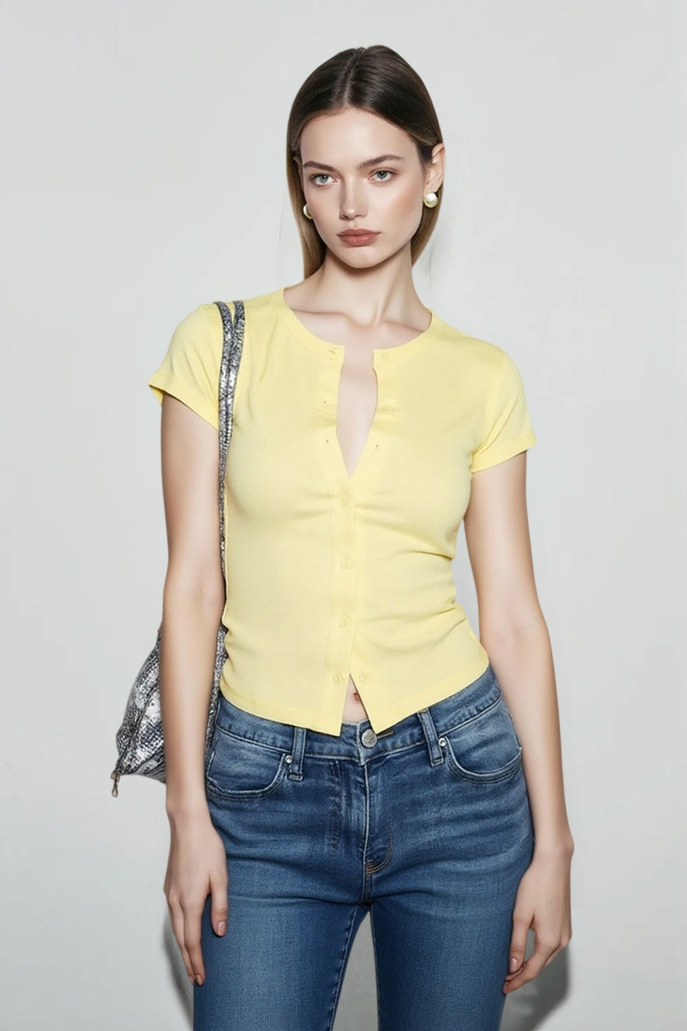 Essential Knit Button Tee T-Shirt Secondary image