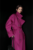 Korean British Double Breasted Elegant Mid Length Overcoat