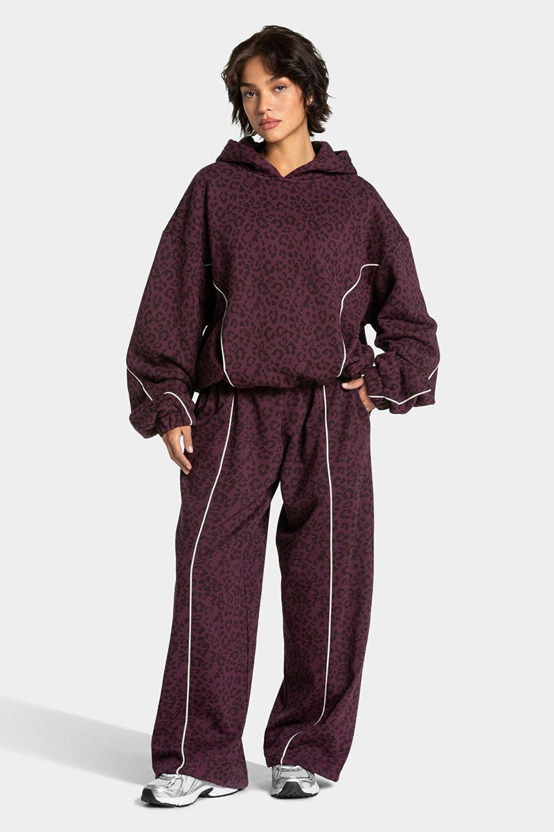 Leopard Hooded Activewear Two-Piece Set
