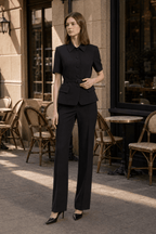 Square Neck Slim Fitted Two Piece Work Set