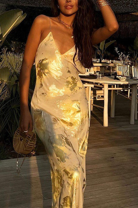 Foiled Backless Slip Dress Secondary image