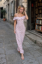 Sweet Ruffle Vacation Polka Dot Maxi Dress