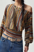 Multicolor Asymmetric Stripe Knit Top