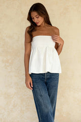 Solid Ruffles Flowy Bandeau Strapless