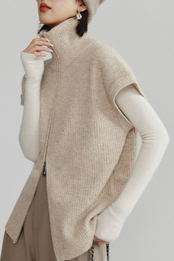 Dual Zip Turtleneck Knit Top Secondary image