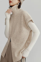 Dual Zip Turtleneck Knit Top