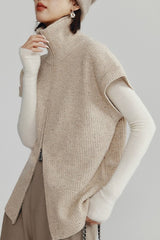 Dual Zip Turtleneck Knit Top