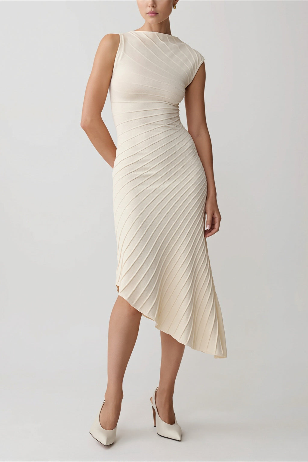 Elegant Sleeveless Knit Slim Fit Midi Dress