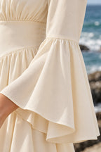 Irregular Flare Sleeve Waist Boho Dress